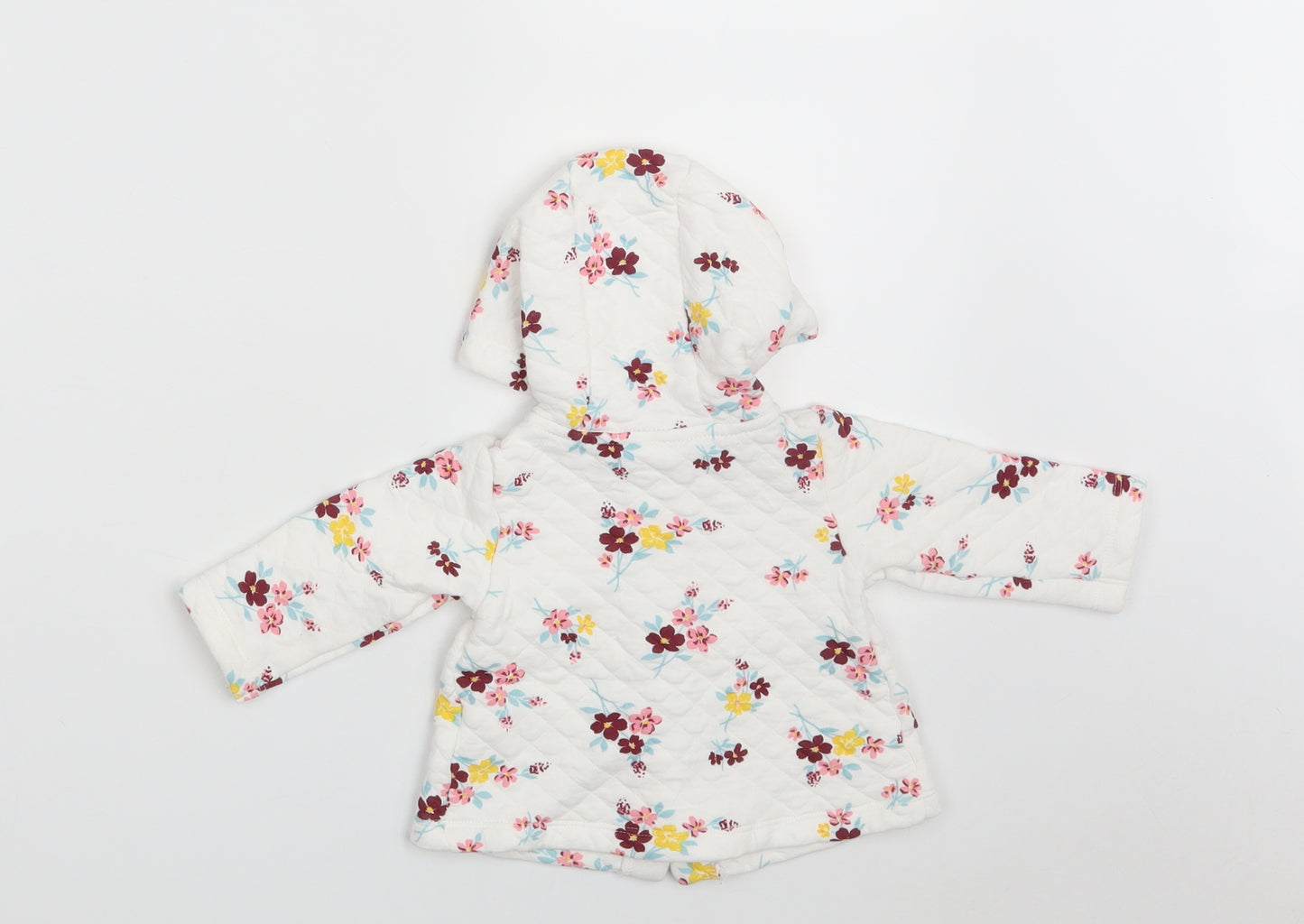 Carter's Girls White Floral Cotton Cardigan Jumper Size 6-9 Months  Button