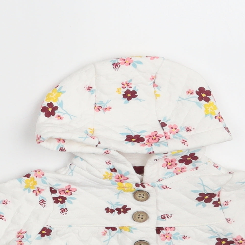 Carter's Girls White Floral Cotton Cardigan Jumper Size 6-9 Months  Button