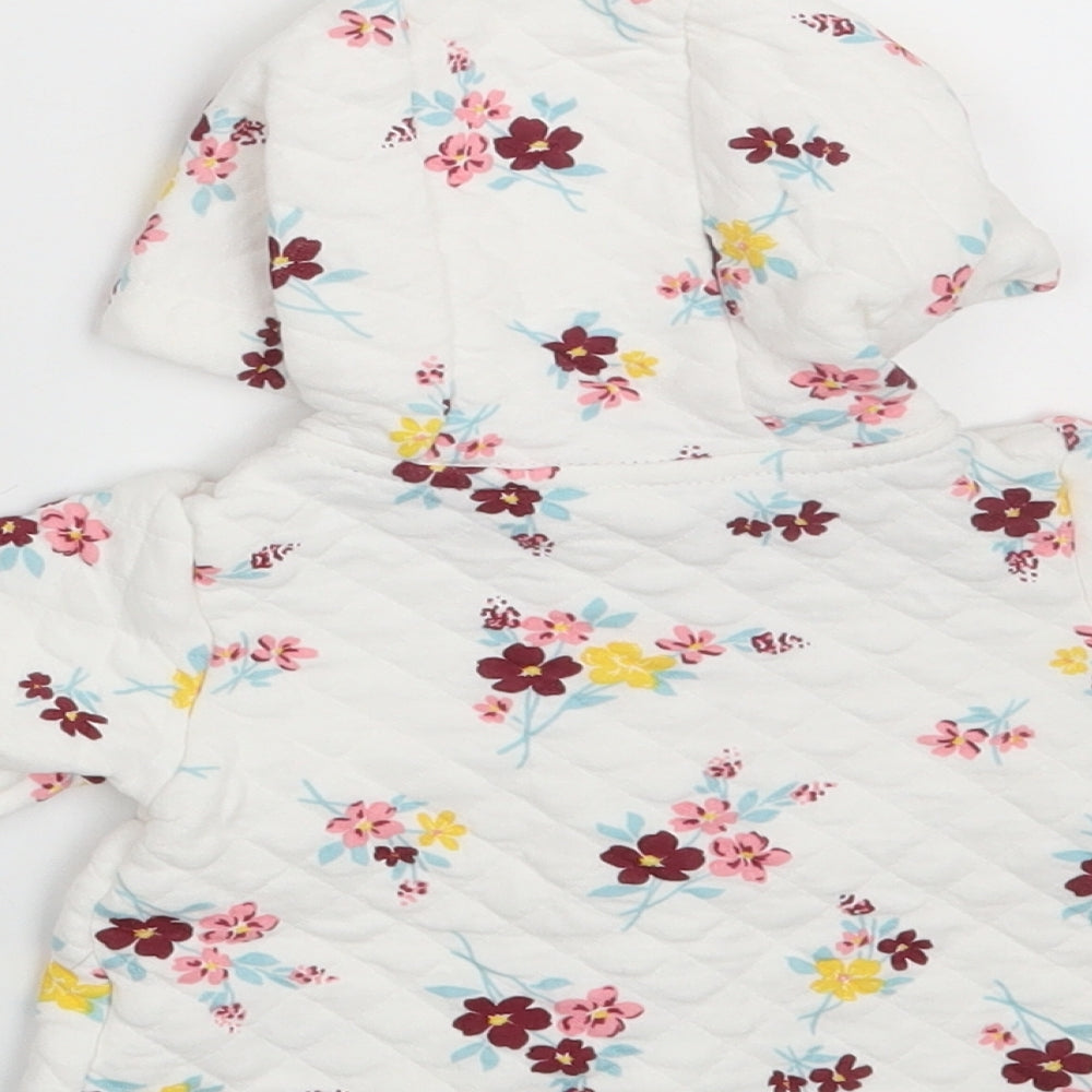 Carter's Girls White Floral Cotton Cardigan Jumper Size 6-9 Months  Button