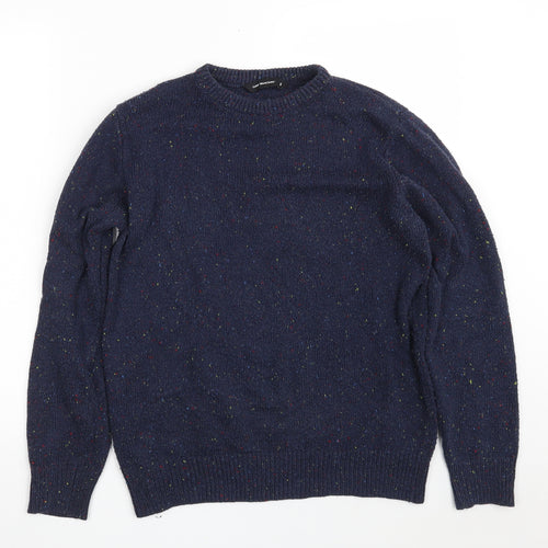 Cedar Wood State Mens Blue Crew Neck  Acrylic Pullover Jumper Size S