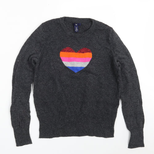Gap Girls Grey Crew Neck  Cotton Pullover Jumper Size M   - 165 cm