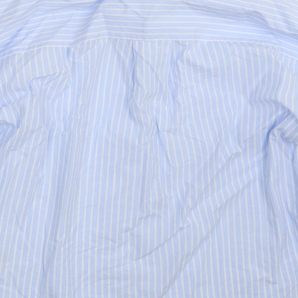 H&M Womens Blue Striped 100% Cotton Basic Button-Up Size 6 Collared