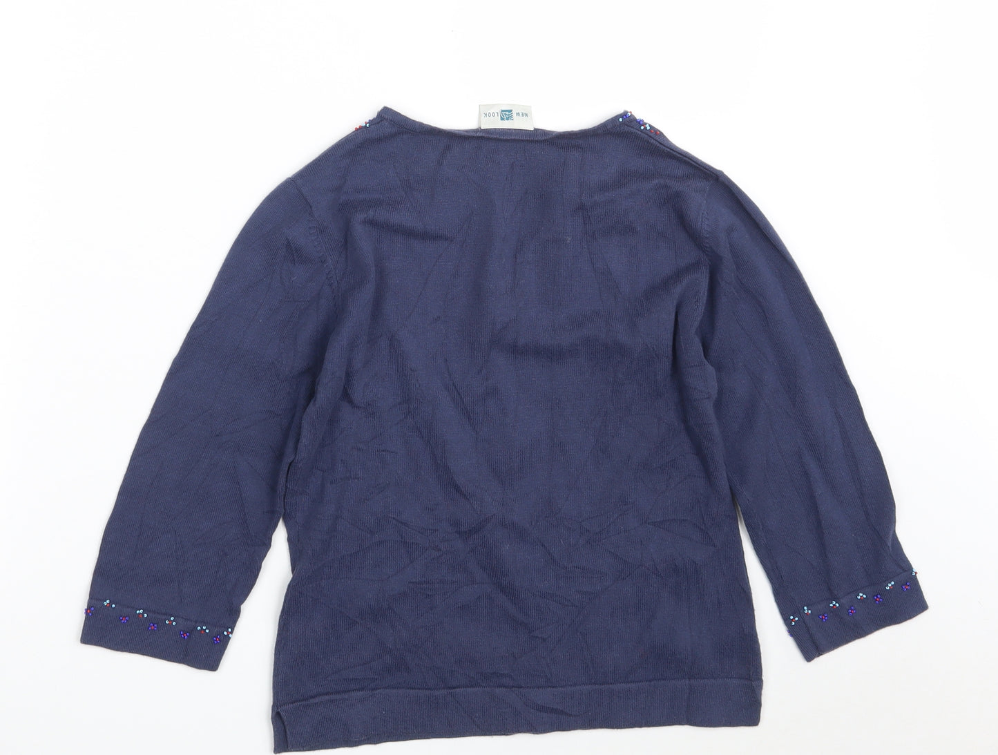 New Look Womens Blue V-Neck  100% Cotton Pullover Jumper Size 10