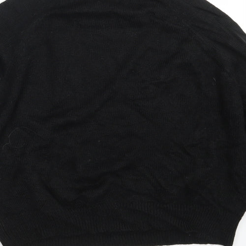 Brave Soul Womens Black Round Neck Striped Acrylic Pullover Jumper Size S