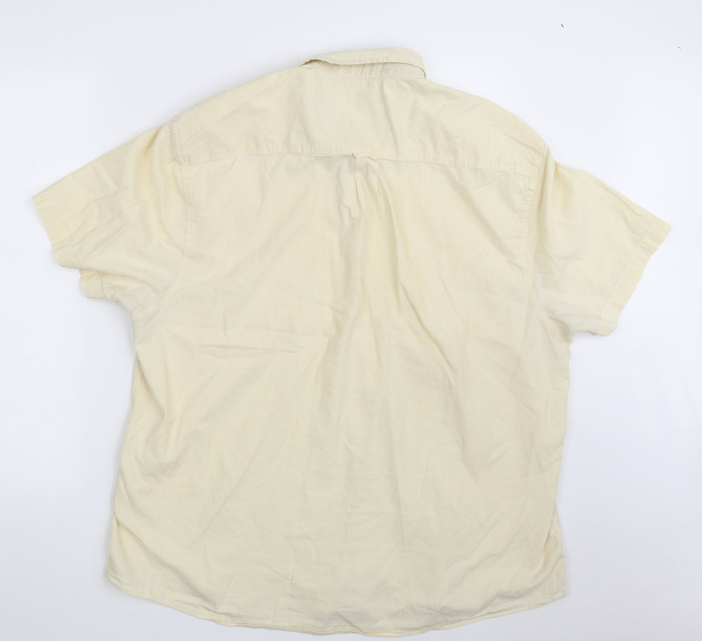 Easy Mens Beige Striped Cotton  Button-Up Size 2XL Collared Button