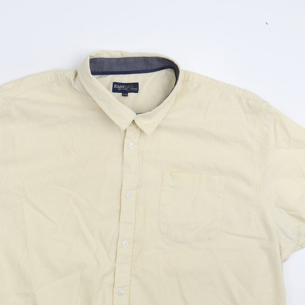 Easy Mens Beige Striped Cotton  Button-Up Size 2XL Collared Button