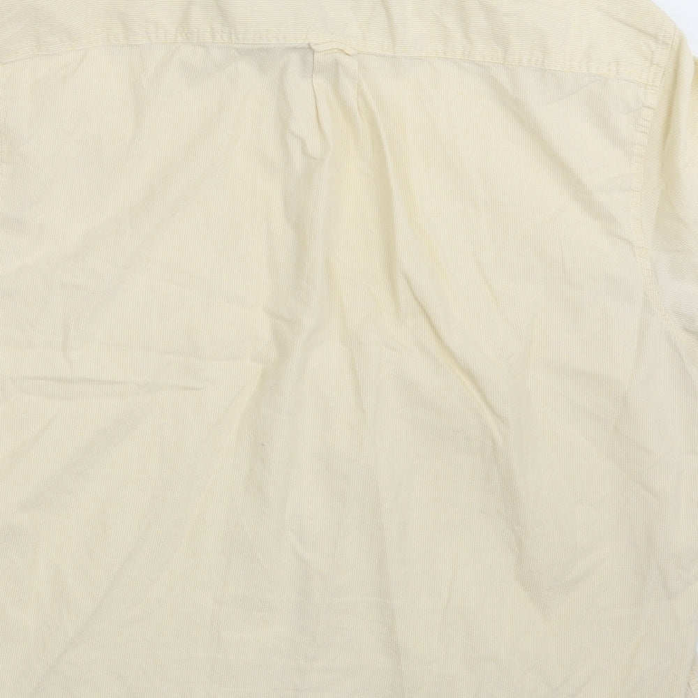 Easy Mens Beige Striped Cotton  Button-Up Size 2XL Collared Button