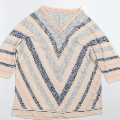 AproductZ GmbH Womens Multicoloured V-Neck Geometric Acrylic Pullover Jumper Size 22