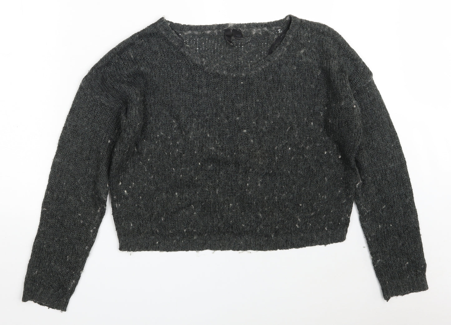 H&M Womens Green Round Neck  Acrylic Pullover Jumper Size 16   - Cropped