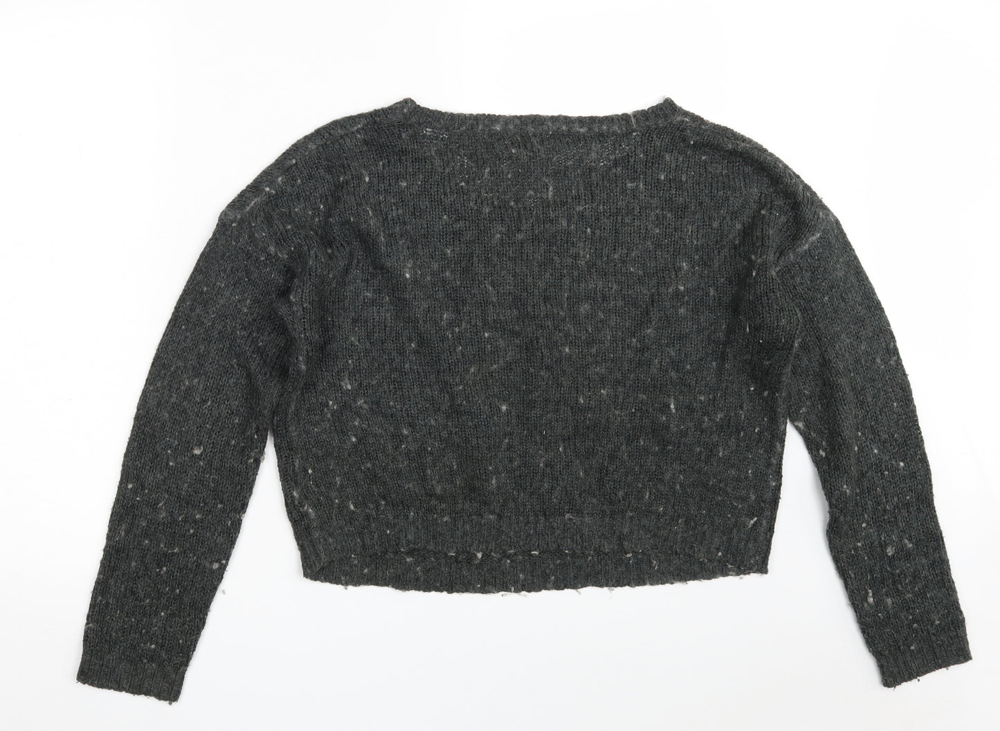 H&M Womens Green Round Neck  Acrylic Pullover Jumper Size 16   - Cropped