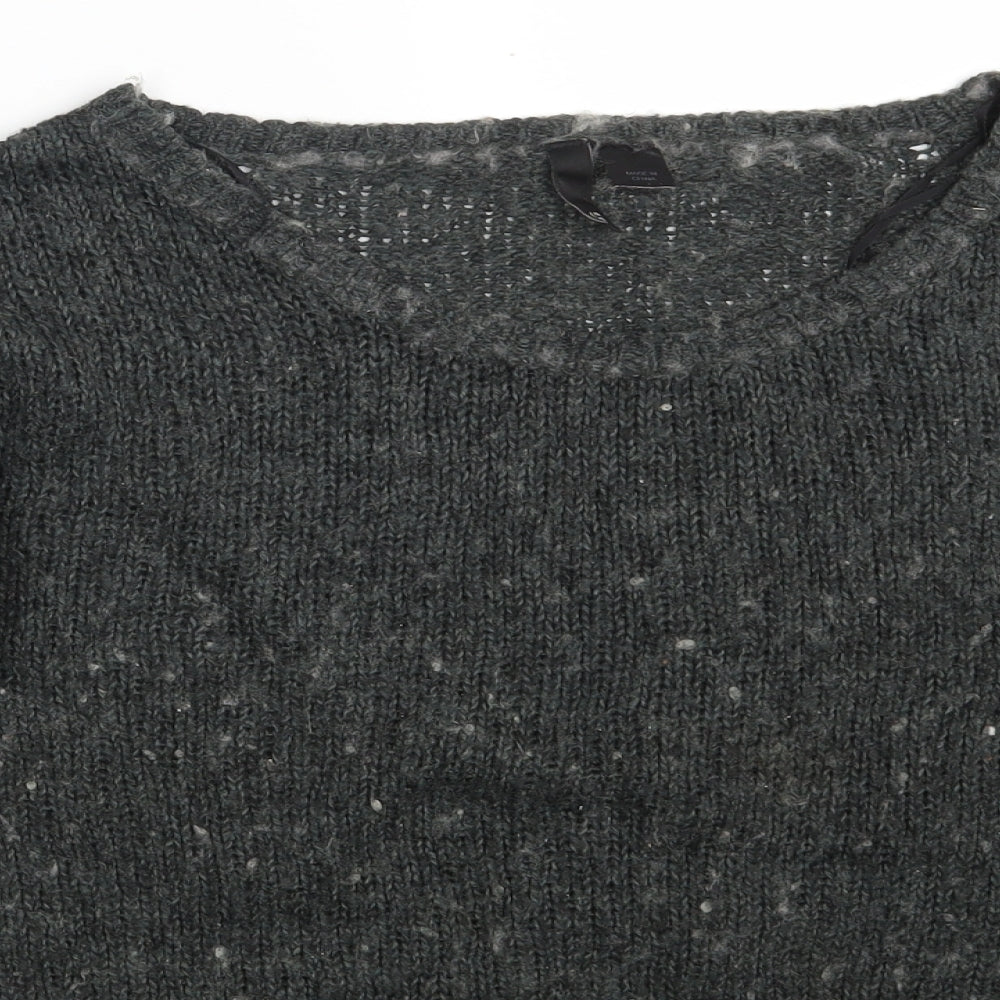 H&M Womens Green Round Neck  Acrylic Pullover Jumper Size 16   - Cropped