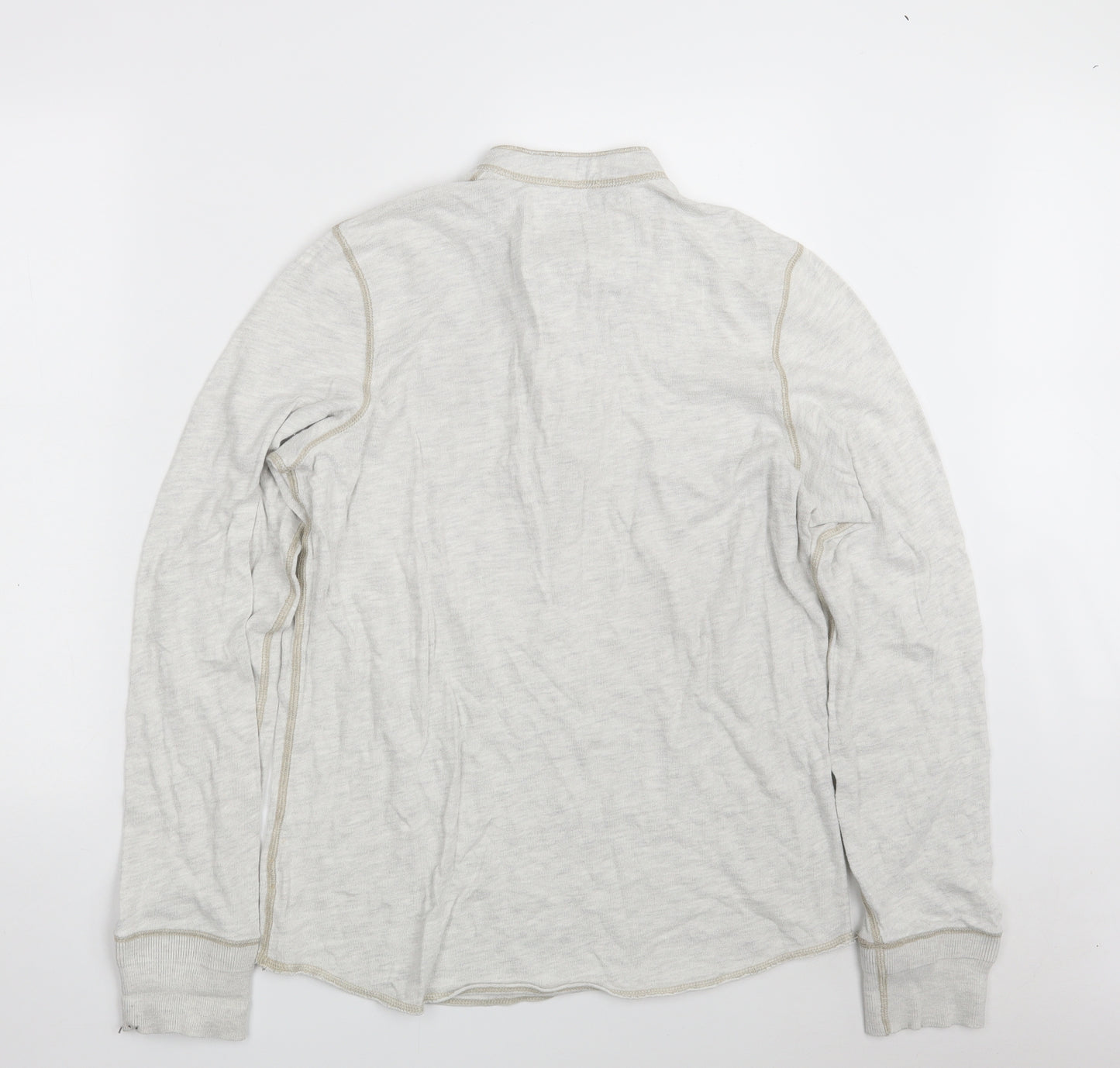 Abercrombie & Fitch Mens White Round Neck  Cotton Henley Jumper Size L   - Muscle