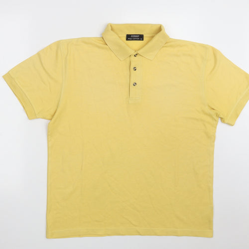 St. Bernard Mens Yellow  Polyester  Polo Size M Collared Button