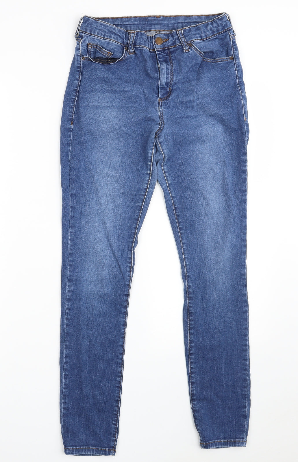 Topshop Womens Blue  Cotton Skinny Jeans Size 28 in L26 in Slim Zip