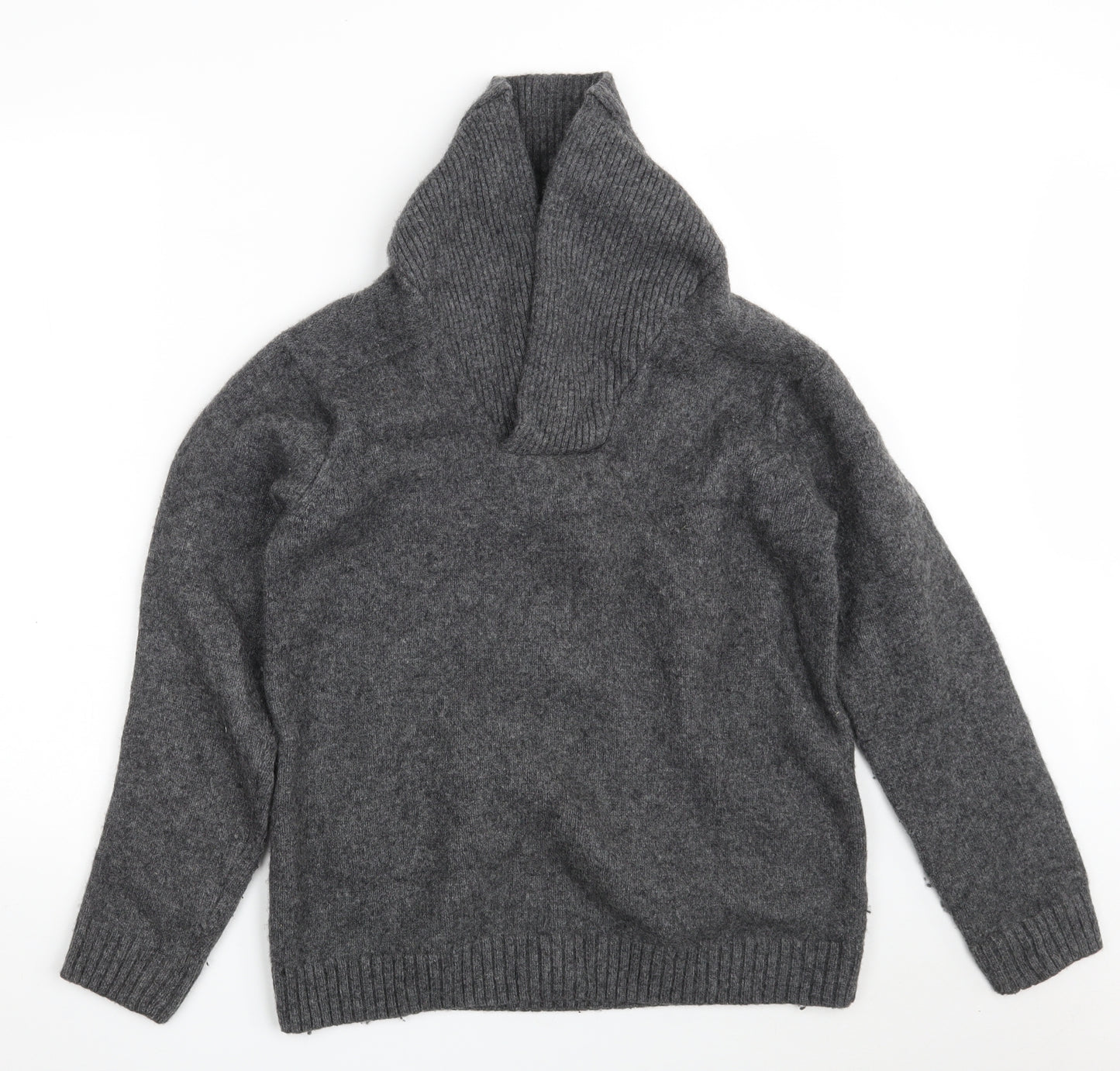 H&M Mens Grey Collared  Wool Pullover Jumper Size XL