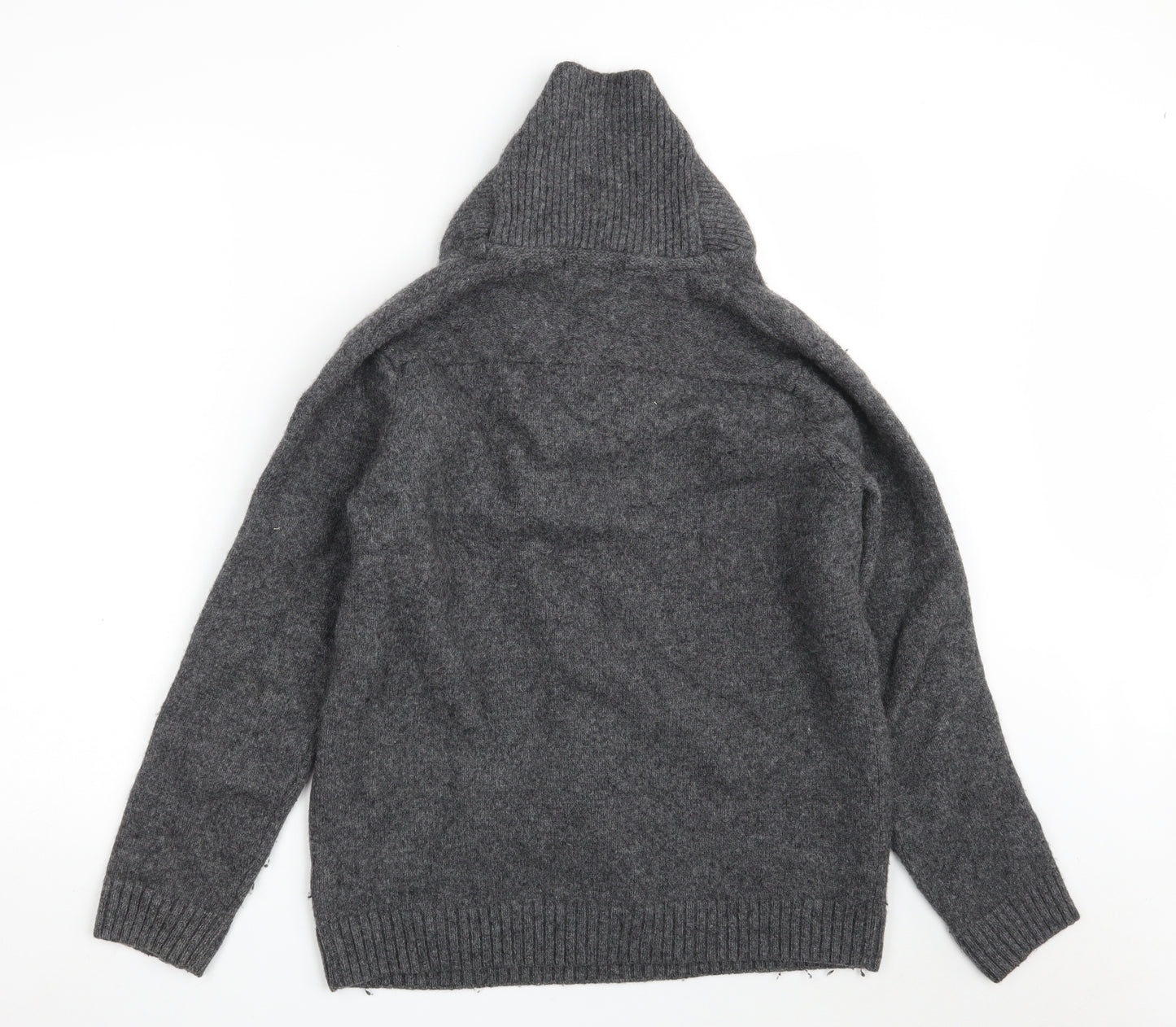 H&M Mens Grey Collared  Wool Pullover Jumper Size XL