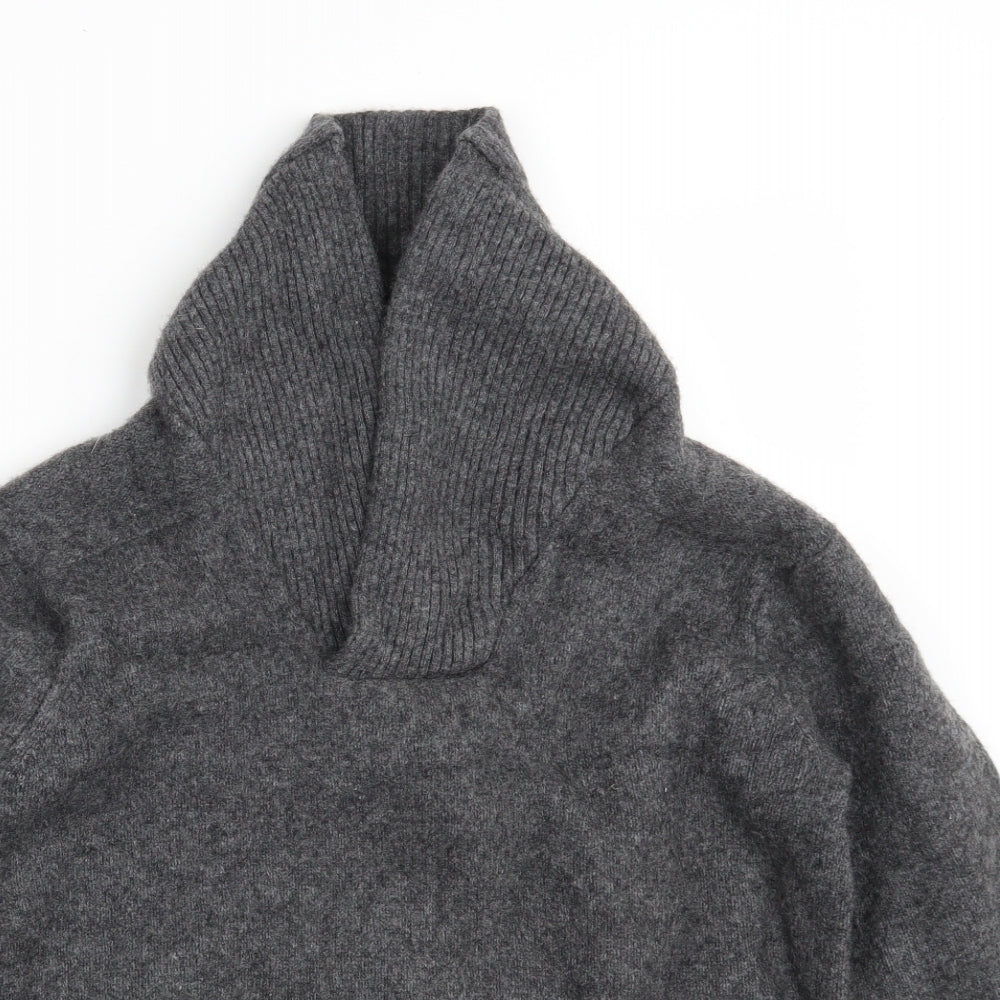 H&M Mens Grey Collared  Wool Pullover Jumper Size XL