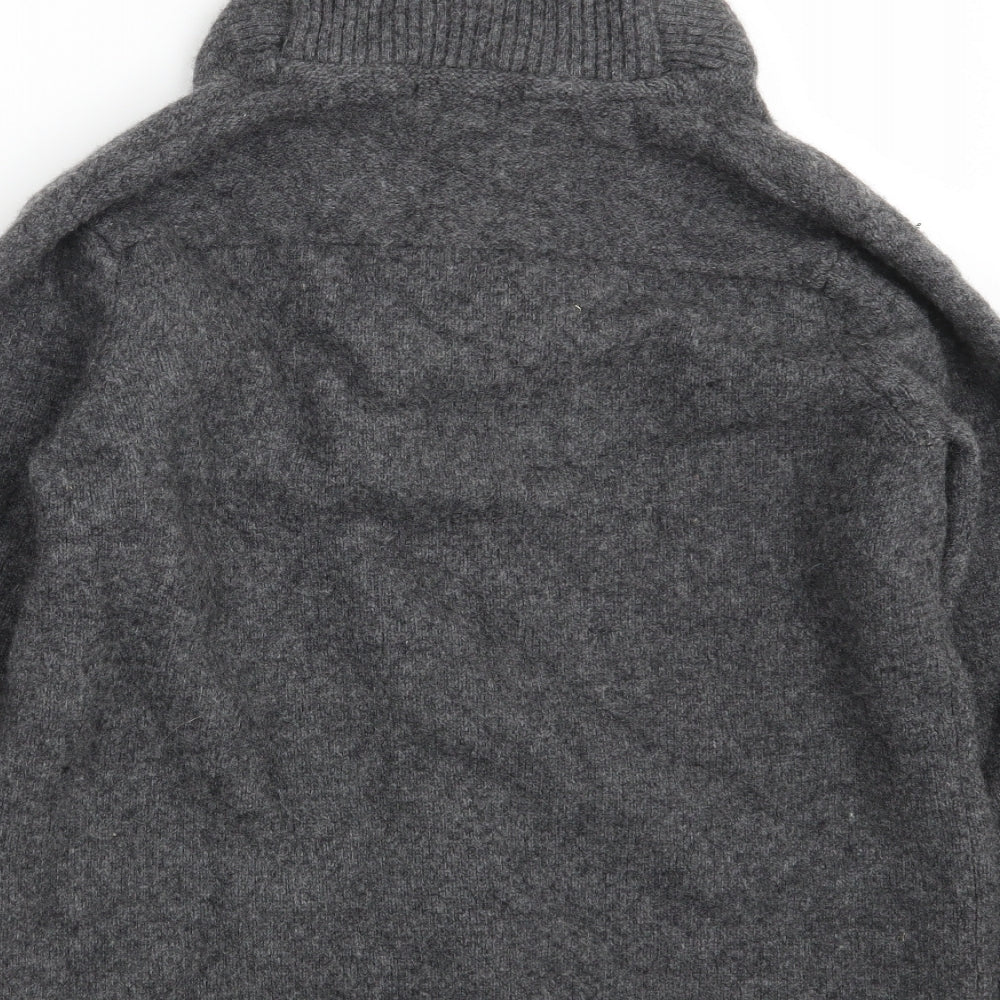 H&M Mens Grey Collared  Wool Pullover Jumper Size XL