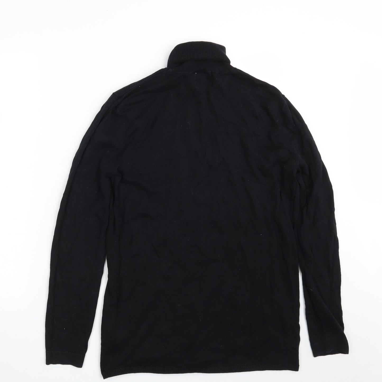 Topman Mens Black High Neck  Cotton Pullover Jumper Size M