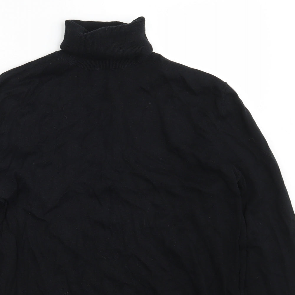 Topman Mens Black High Neck  Cotton Pullover Jumper Size M