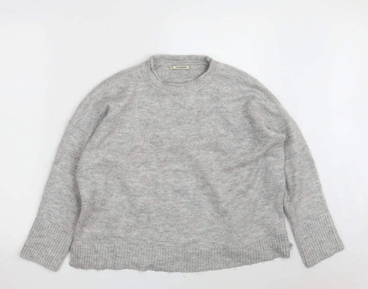 Pull&Bear Womens Grey Round Neck  Acrylic Pullover Jumper Size S   - Cropped