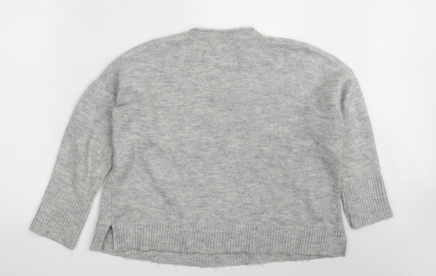 Pull&Bear Womens Grey Round Neck  Acrylic Pullover Jumper Size S   - Cropped