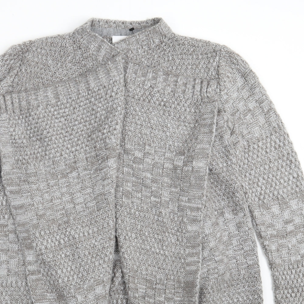 NEXT Womens Grey V-Neck  Acrylic Wrap Jumper Size S