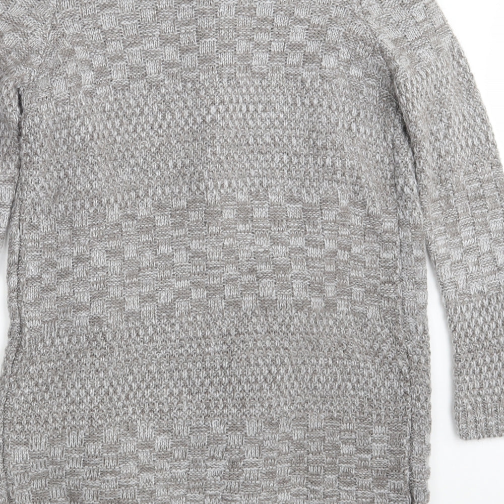 NEXT Womens Grey V-Neck  Acrylic Wrap Jumper Size S