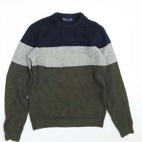Easy Mens Multicoloured Crew Neck  Cotton Pullover Jumper Size S   - Colorblock