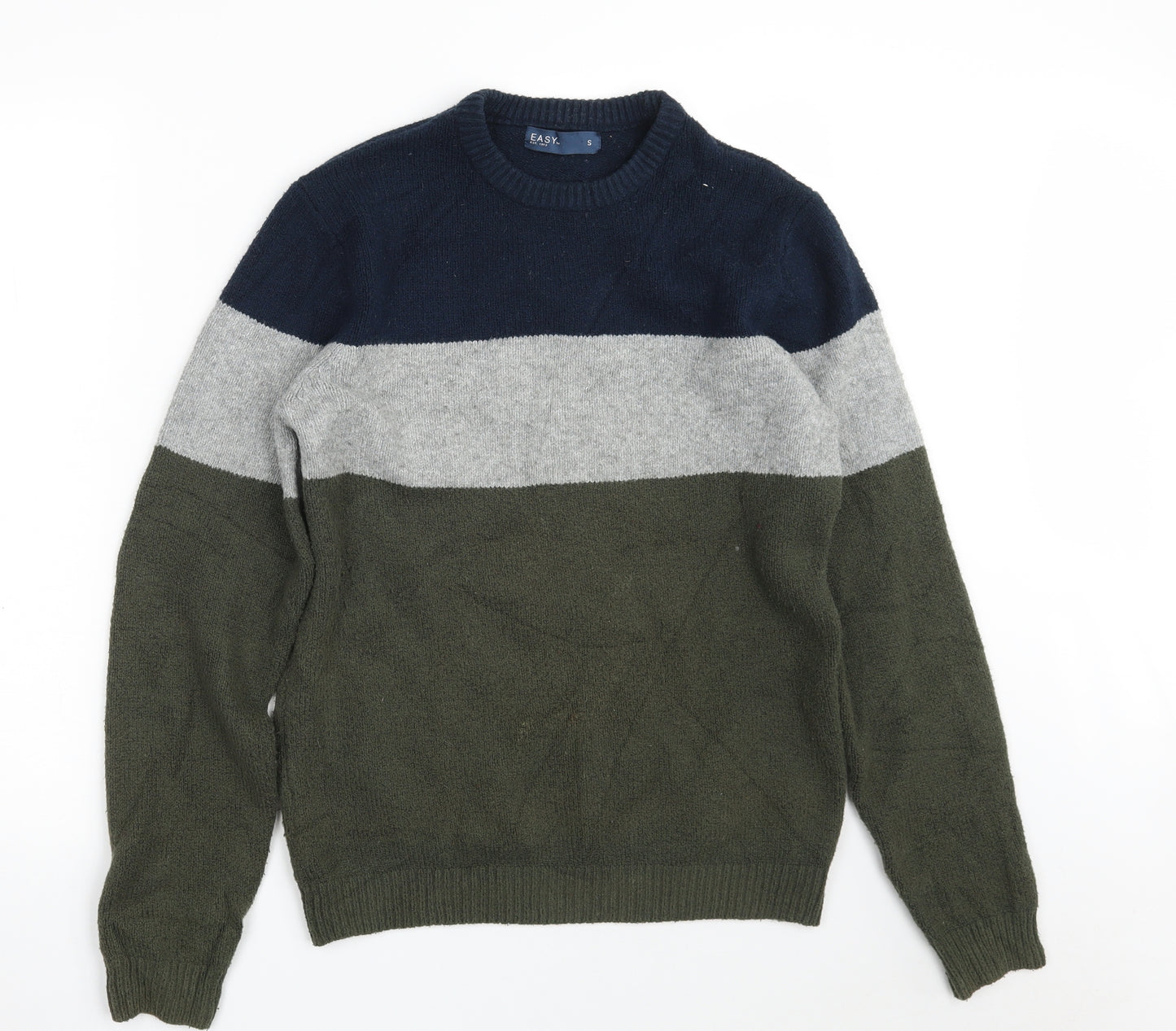 Easy Mens Multicoloured Crew Neck  Cotton Pullover Jumper Size S   - Colorblock