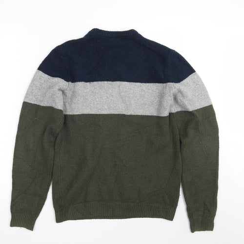 Easy Mens Multicoloured Crew Neck  Cotton Pullover Jumper Size S   - Colorblock