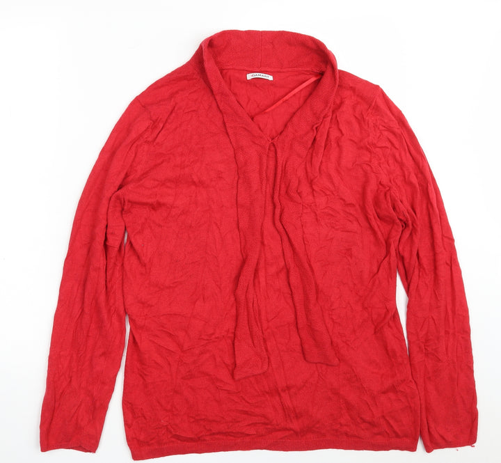 Damart Womens Red Collared  Viscose  Jumper Size 18   - Size 18-20