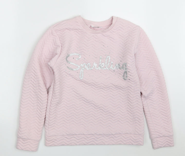 KappAhl Girls Pink  Polyester Pullover Sweatshirt Size 13-14 Years   - Sparkling