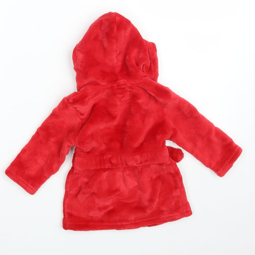 Primark Baby Red Solid 100% Polyester Babydoll Robe Size 6-9 Months   - Pockets