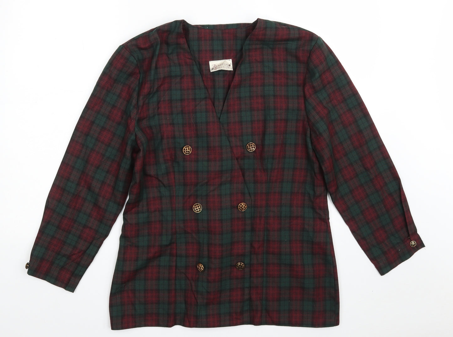 Rebecca Sheldon Womens Multicoloured Check  Jacket Blazer Size 10  Button