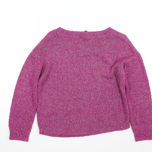 H&M Womens Purple Round Neck  Acrylic Pullover Jumper Size 8
