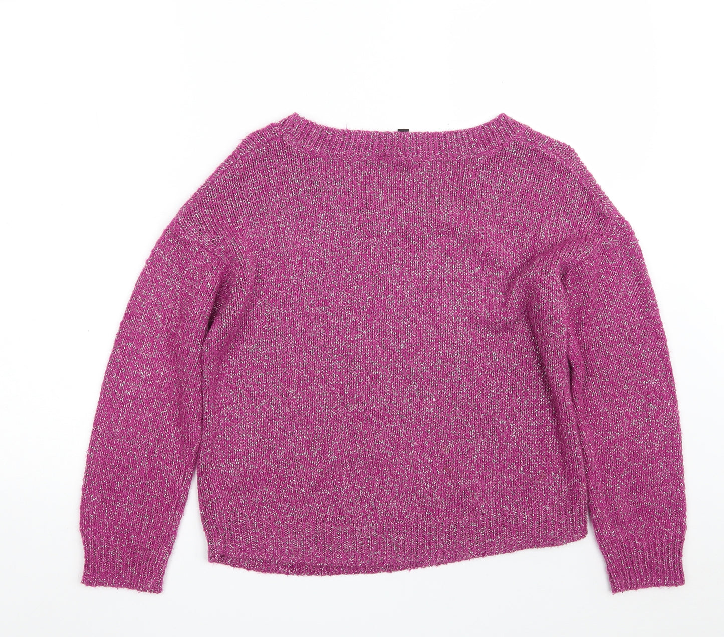 H&M Womens Purple Round Neck  Acrylic Pullover Jumper Size 8