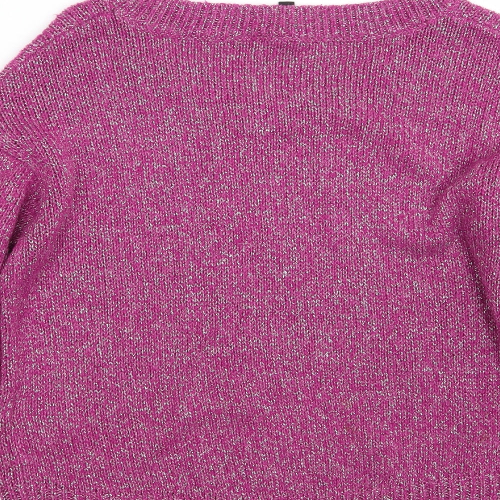 H&M Womens Purple Round Neck  Acrylic Pullover Jumper Size 8
