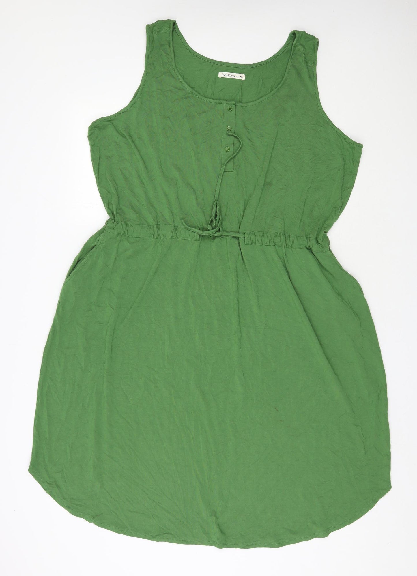 Woolovers Womens Green  Viscose Tank Dress  Size 2XL  Scoop Neck Pullover