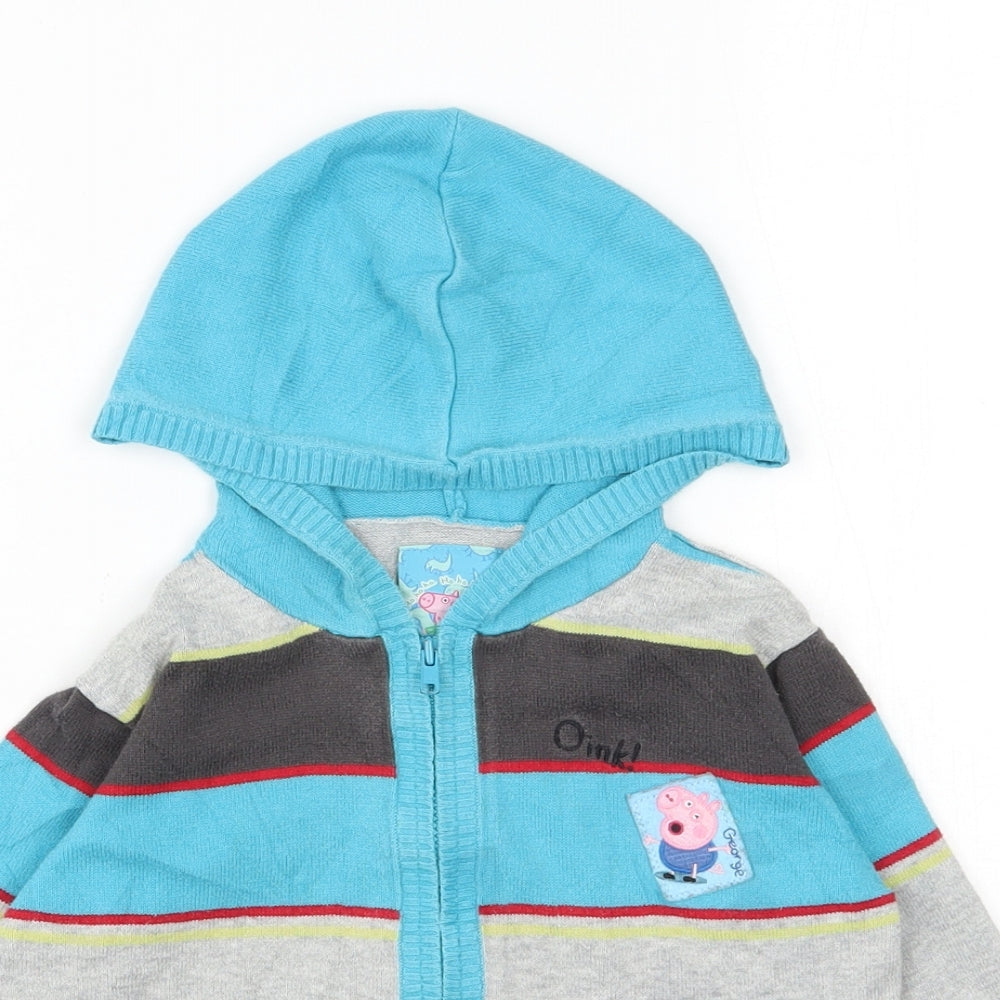 NEXT Boys Multicoloured Striped Cotton Full Zip Hoodie Size 2-3 Years  Zip - Pepper Pig