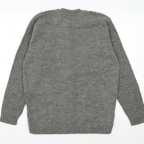 Q-Bee  Mens Grey V-Neck  Acrylic Pullover Jumper Size L