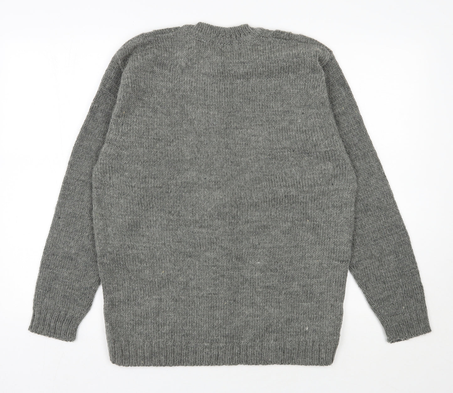 Q-Bee  Mens Grey V-Neck  Acrylic Pullover Jumper Size L