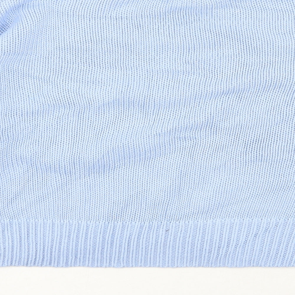 Topshop Womens Blue Round Neck  Cotton Pullover Jumper Size M   - Cropped