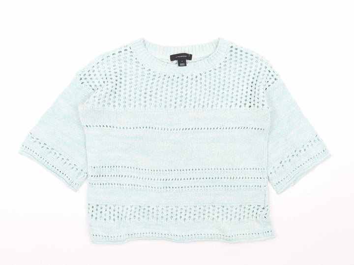 Atmosphere Womens Green Round Neck Cotton Pullover Jumper Size S