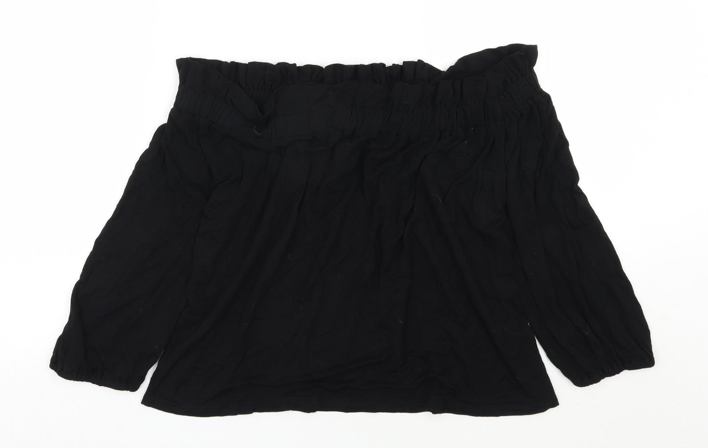 Primark Womens Black  Viscose Jersey Blouse Size M Off the Shoulder