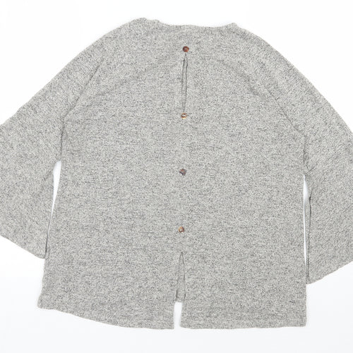 COIN 1804 Womens Grey Round Neck  Rayon Pullover Jumper Size S