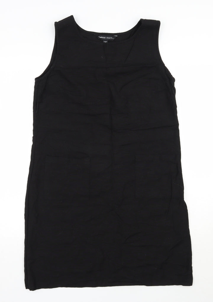Capsule Womens Black Viscose Shift Size 12 Round Neck Pullover