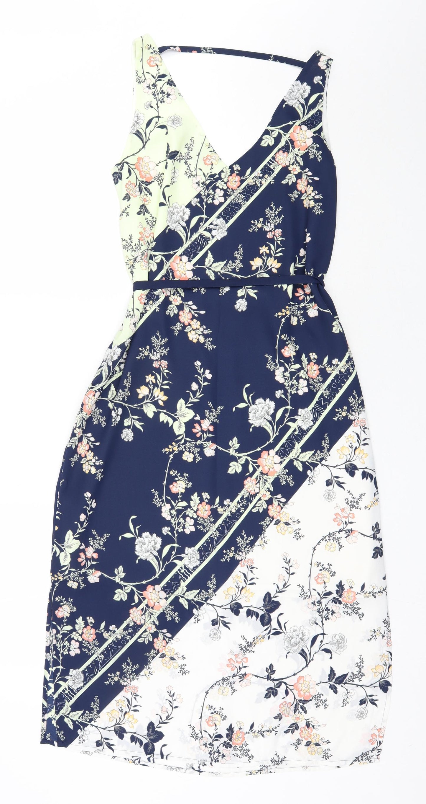 Oasis Womens Multicoloured Floral Polyester A-Line  Size 12  V-Neck Zip