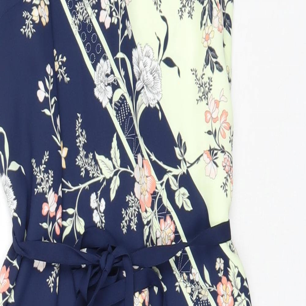 Oasis Womens Multicoloured Floral Polyester A-Line  Size 12  V-Neck Zip