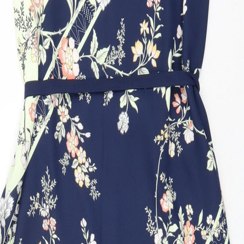 Oasis Womens Multicoloured Floral Polyester A-Line  Size 12  V-Neck Zip
